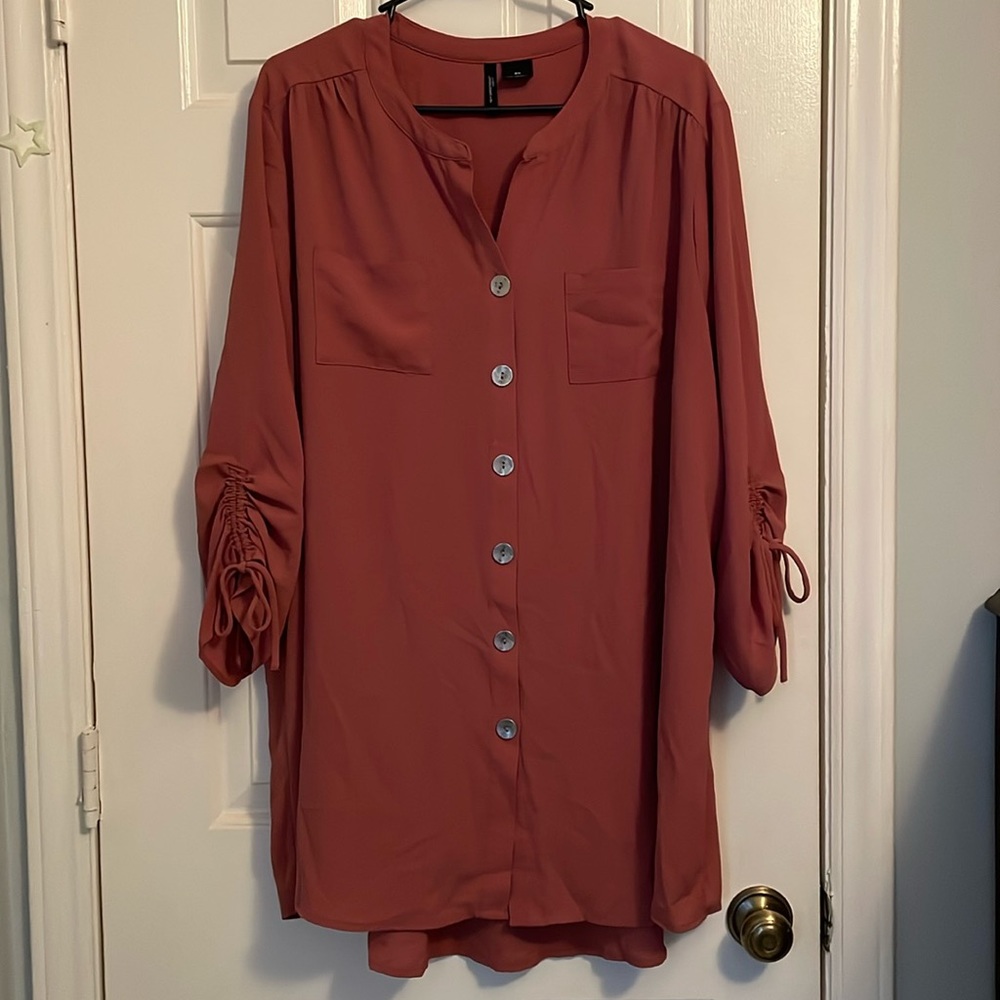 New Directions Long Pink Blouse